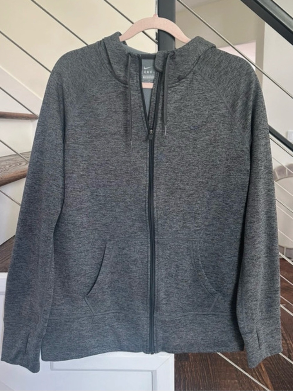 Nike Therma Fit Long Sleeve Full Zip Hooded Jacket Dark Heathered Grey| S: Large